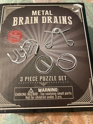 3-pcs Metal Brain Drains Wire Puzzle Test Mind Logic Game Brain Teaser Magic