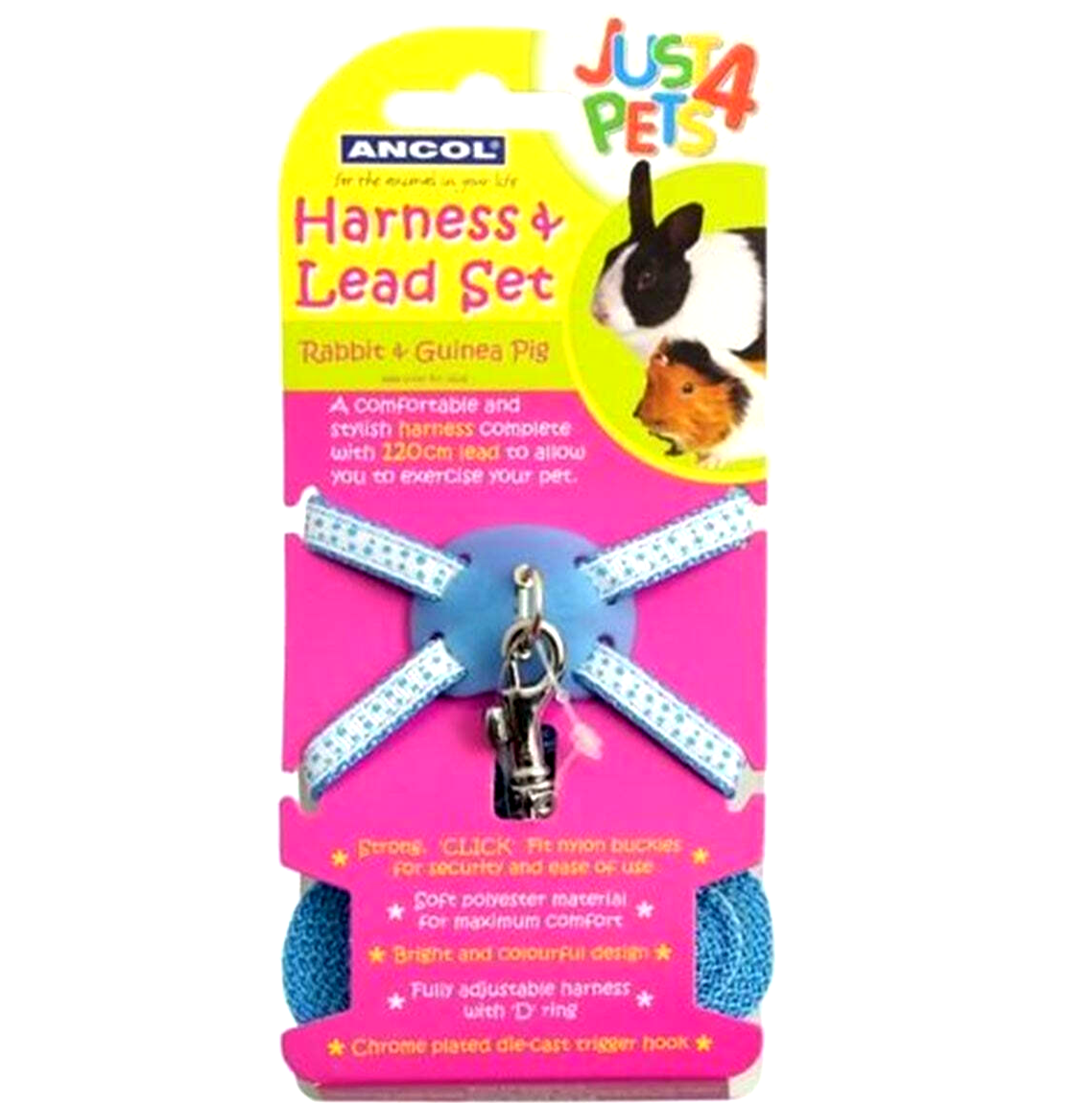 ANCOL BLUE HARNESS & LEAD SET : Rabbit, Guinea Pig Animal Safety Pet Exercise