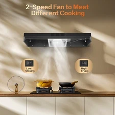 Zomagas 36in Kitchen Under Cabinet Range Hood Cook Vent 230CFM Convertible Black