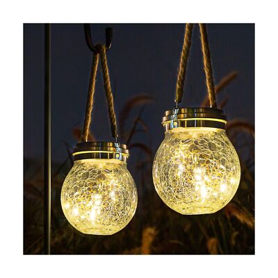ROSHWEY 2-Pack Solar Lanterns – 30 LED Outdoor Hanging Lights With Warm Glow For Garden, Patio & Walkways