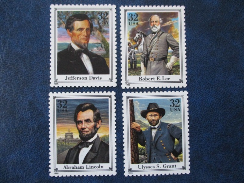Civil War Presidents Lincoln & Davis and  Generals Grant & Lee US Stamps