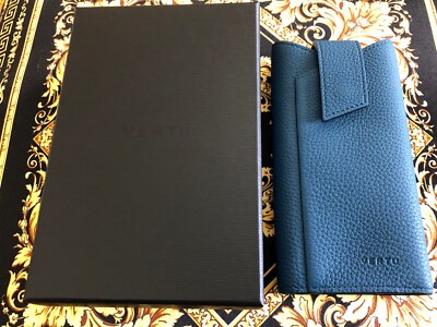 Brand NEW Vertu Aster Lagoon Blue Calf Leather Vertical Slip Phone Case 