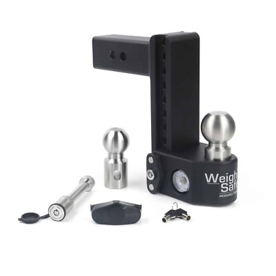 Weigh Safe Steel 8K GTWR Adj. 2.5'' Receiver 8'' Drop Trailer Hitch SWS8-2.5-KA