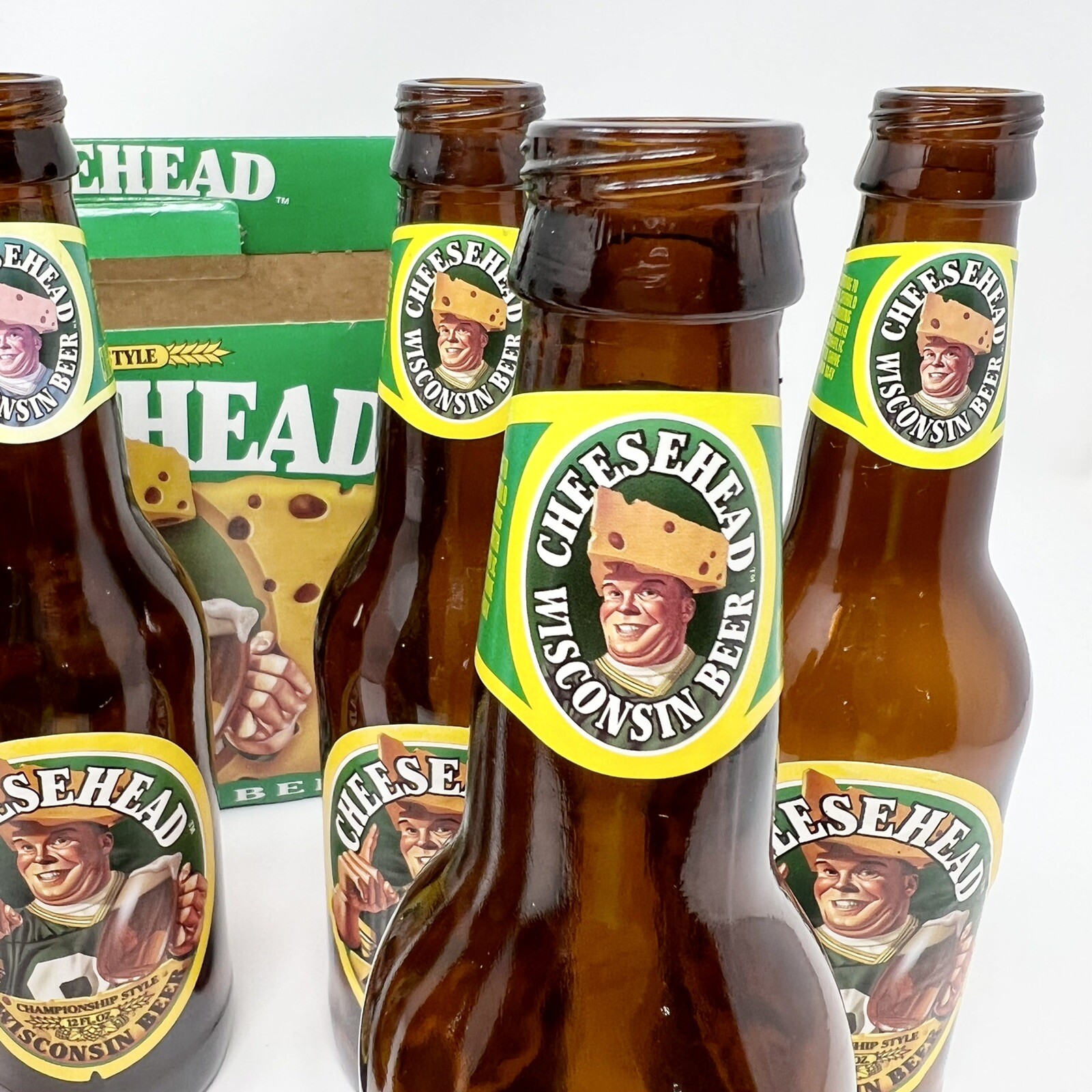 Vintage 1997 Green Bay Packers Championship Cheesehead 6 Beer Bottles and Box 638934000010 eBay