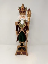 Burgundy & Green Velvet Coat Nutcracker 18”, Christmas Nutcracker, Regal, NEW
