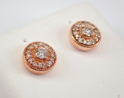 Aretes pequeños con racimo de halo de diamantes de oro rosa REGALO PERFECTO - Imagen 2 de 5