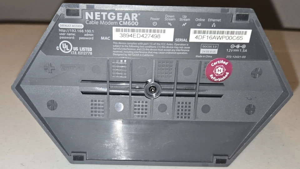 NETGEAR DOCSIS 3.0 Cable Modem (CM600) - NOT Tested  - Image 3 of 4