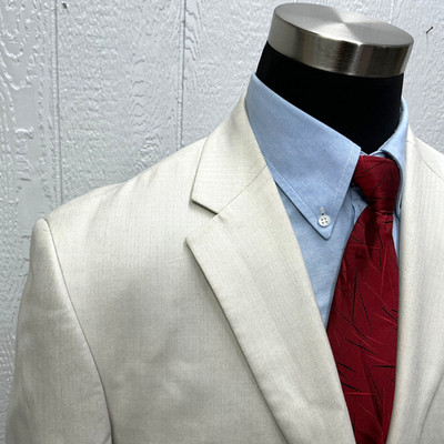 40/42R Stafford Suit Jacket Sport Coat Blazer Ivory Beige Cream Mens unworn??