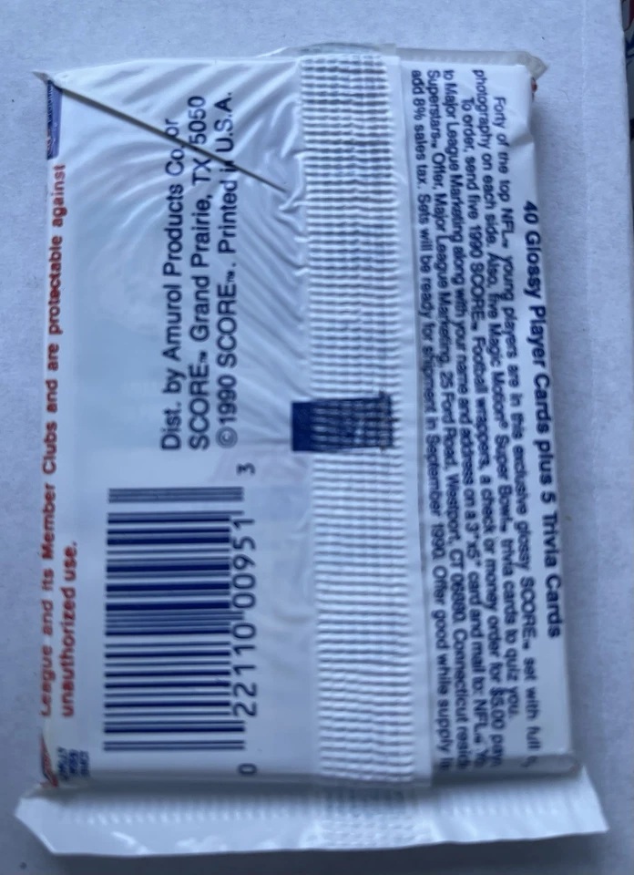 Score 1990 • SEALED PACK • NFL Football Series 1 • - Image 2 of 2