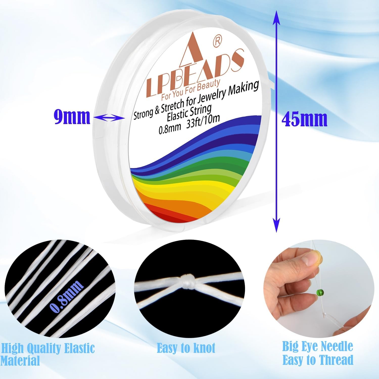 12 Rolls 0.8mm Elastic Stretchy String Cord for Bracelet Jewelry Making with ...