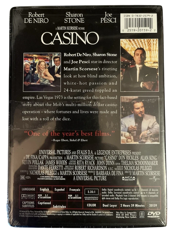 Casino (1995) (DVD, 1995) Brand New, Sealed - Image 2 of 3
