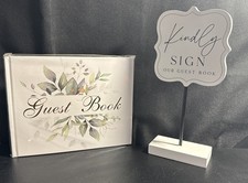 Guest Book 120 Lined Pages 5x8, with Wooden Sign. See Pictures Description