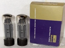 Pair 1966 Mullard Blackburn XF2 Dual Halo Getter EL34 Tubes TV7 Tested NOS W/Box