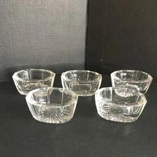 Oval Clear Glass Salt Cellars Set of 5 Fluted Column Sides Diamond Starburst Bot