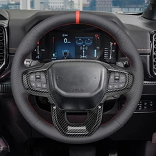 Carbon Fiber Look Steering Wheel Button Cover Trim For Ford Ranger Everest 23-25