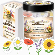 Birthday Gifts for Women, Positive Wildflower Affirmation Cards Jar – Sunflower