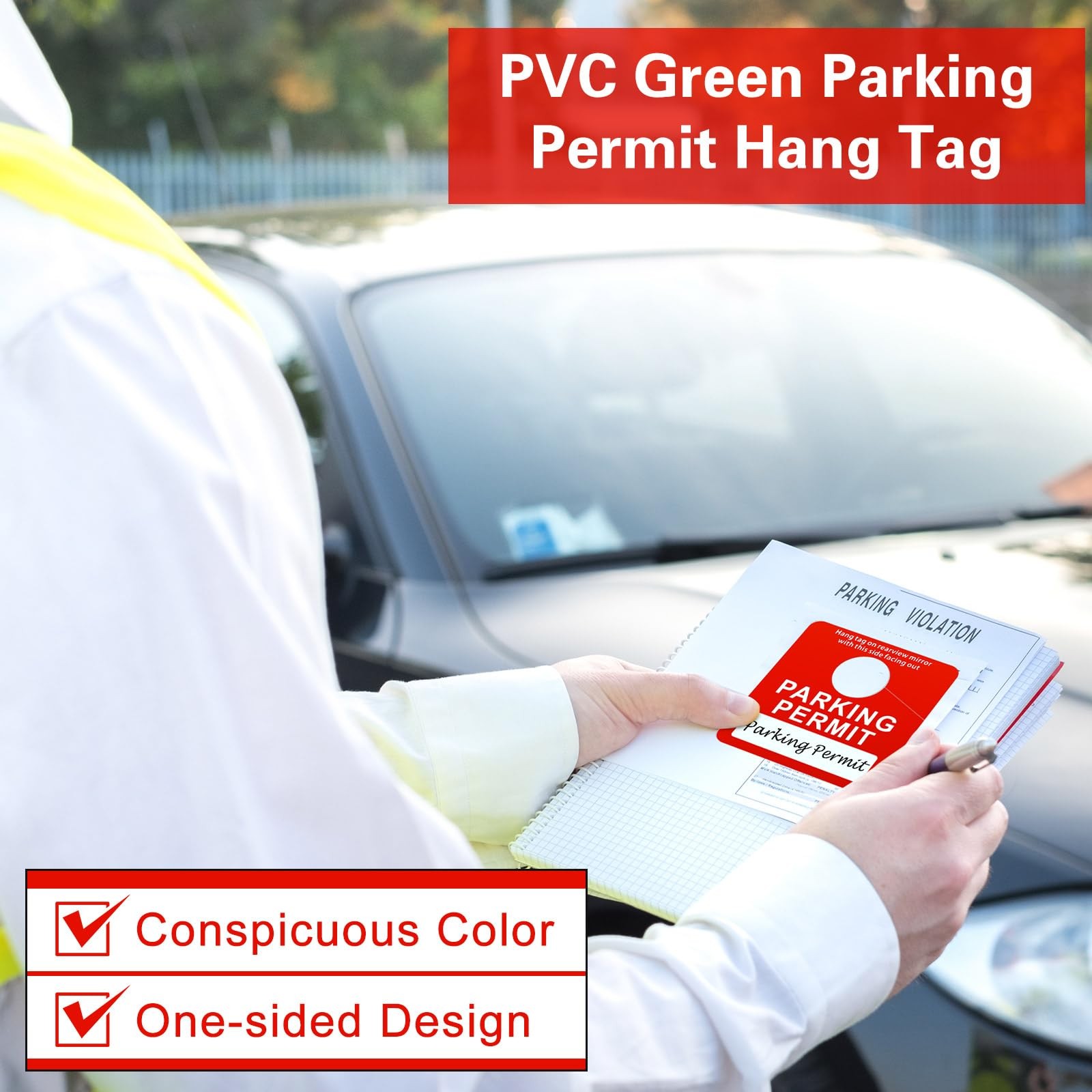 500 Pack Red Parking Permit Hang Tags, 3x2.76, Bulk, Rearview Mirror, Plastic