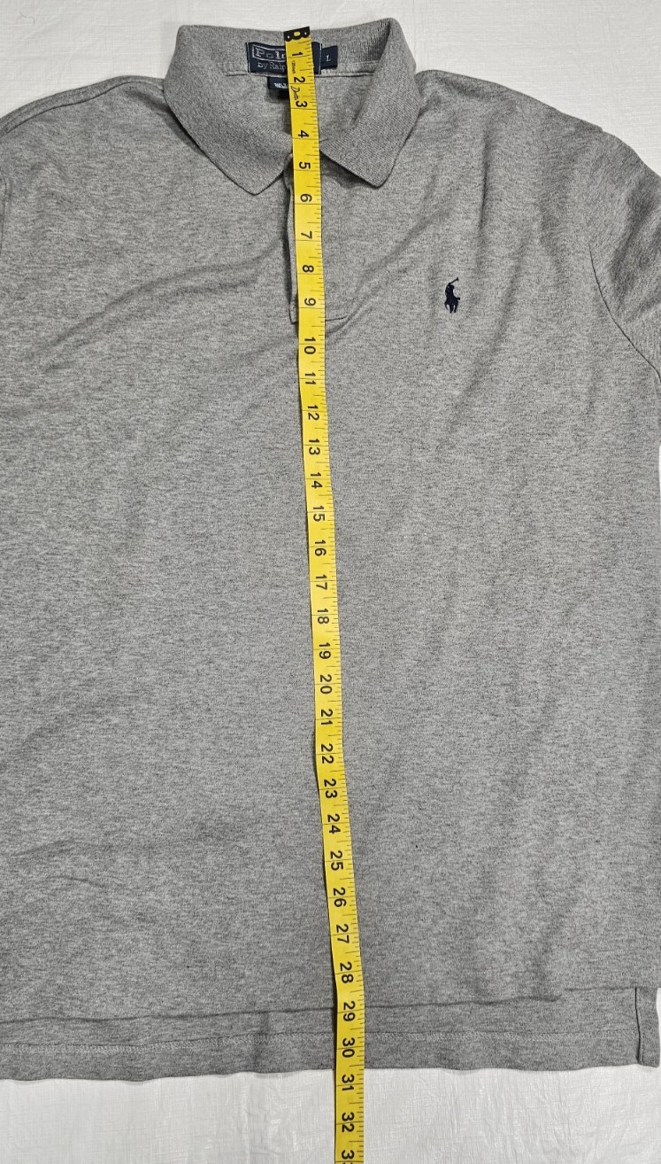 Vintage Polo Ralph Lauren Long Sleeve Polo Shirt Grey Cotton Men's Size L thumbnail 7