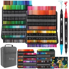 Dual Markers Brush Pens for Adult Coloring Books, 168 Colors Art Marker Set w...