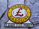 VINTAGE STERLING GASOLINE PORCELAIN SIGN 8."×7.5"