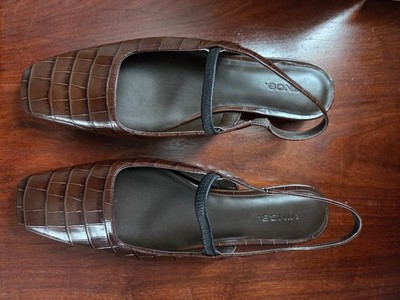 Vince Croc-Embossed Leather Slingback Flats