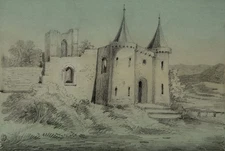 Unknown Circa 1860 / Watercolour & Pencil Landscape Castle Ruin "Ernst Mickel"?