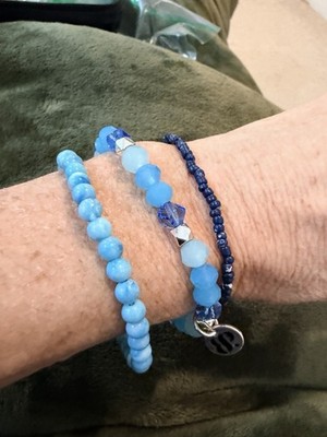 Beaded Bracelet Stack Set Of 3 Blue Glass Beads