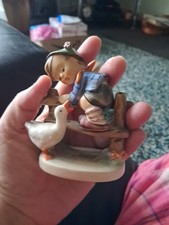 1960s W. Geebal. Boy and Goose Figurine. Made In West Germany - stamped 