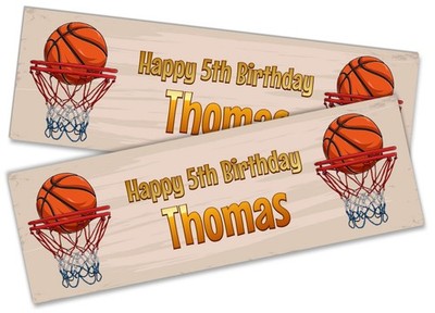 Personalised Basketball Birthday Banner Any Name Age -Custom Kids Party 321