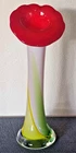 Jack In The Pulpit Art Glass Vase Murano Style Hand Blown Blue Red Green Yellow