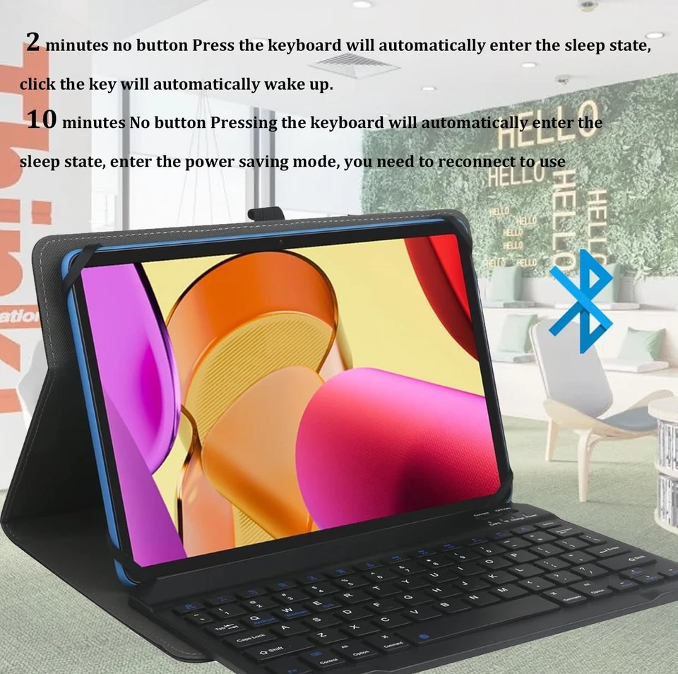 9-11" Universal Tablet Case wireless bluetooth Keyboard & Pen holder black - Image 2 of 4