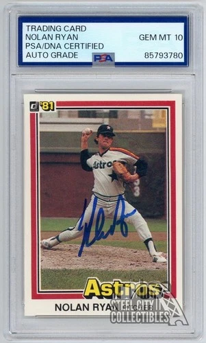 Nolan Ryan 1981 Donruss Autograph Card #260 PSA/DNA 10