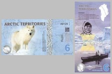 Arctic Territories 6 Polar Dollars Souvenir Note 2013 POLARWOLF Polymer