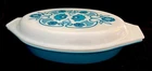 Vintage Pyrex Horizon Blue Divided Casserole Dish 1.5 QT with Lid Made in USA