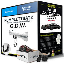Für AUDI A5 Cabrio Typ F57, F5E Anhängerkupplung abnehmbar +eSatz 13pol 16- Set