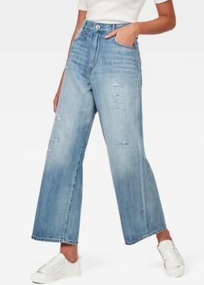 G-Star Damen Jeans D-Staq 5-pkt High Wide Leg Ankle, Blau restored 209, W26 L32