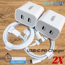 2X For iPhone 17 16 15 14 13 12 11 XR 8 PD 40W Fast Charger USB-C Charging Cable