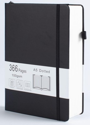 Thick Bullet Notebook with 366 Numbered Pages, A5 Dotted Journal for Writing
