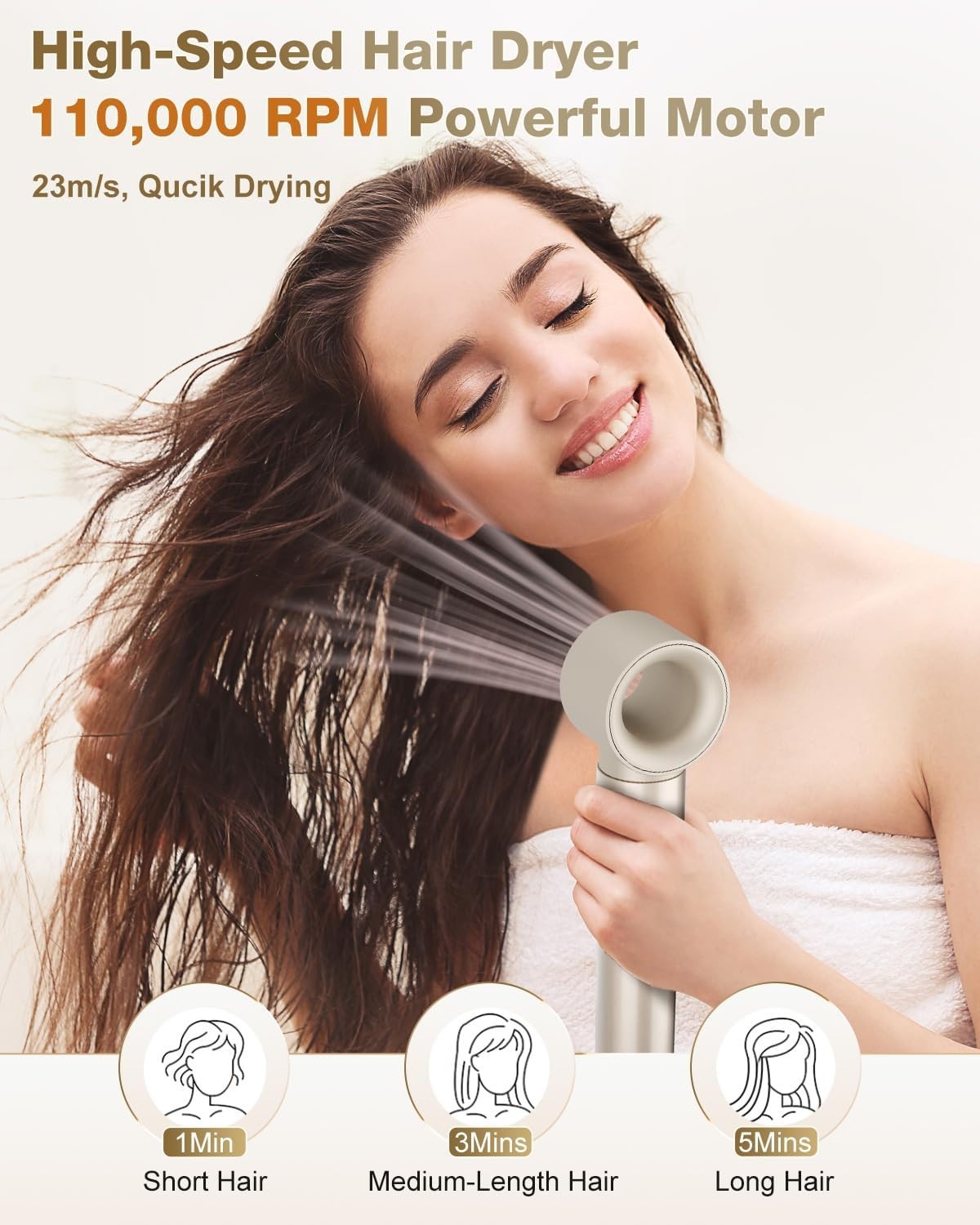 6 in 1 Multi Hair Styler Dryer Brush, 110,000 RPM High-Speed, Negative Ionic,...