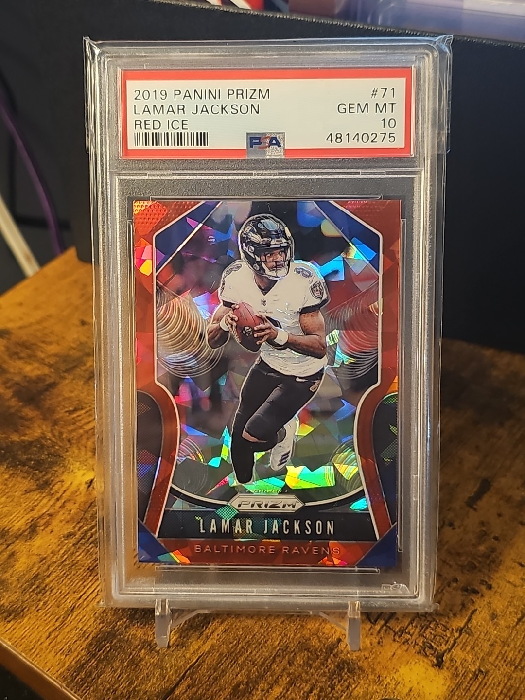 2019 Panini Prizm - Lamar Jackson #71 Red Ice Prizm - PSA10 - Gem Mint