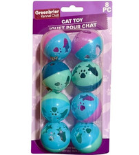 8pc Greenbrier Interactive Cat Toy Balls with Bell 1.5" Size Sealed, Free S H.