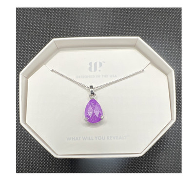 Pure NK19278 Rhodium Lab Created Lavender Ice CrystalPendant Necklace 18in (921)