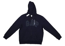 GAP Hoodie Mens Large Blue Tapestry Navy Full Zip Arch Logo Fleece Sweatshirt