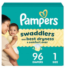 Pampers Swaddlers Diapers, Size 1, 96 CT, 5.58 lbs