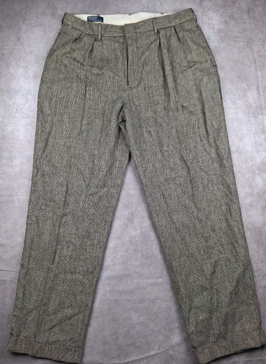 極太90s Polo by RalphLauren linen slacks Vintage Polo Ralph Lauren Trouser Pants Buckle Back 100% Linen