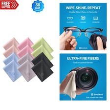 12 Pack Ultra-Soft Microfiber Lens Cleaning Cloths - Scratch-Free  Colorful