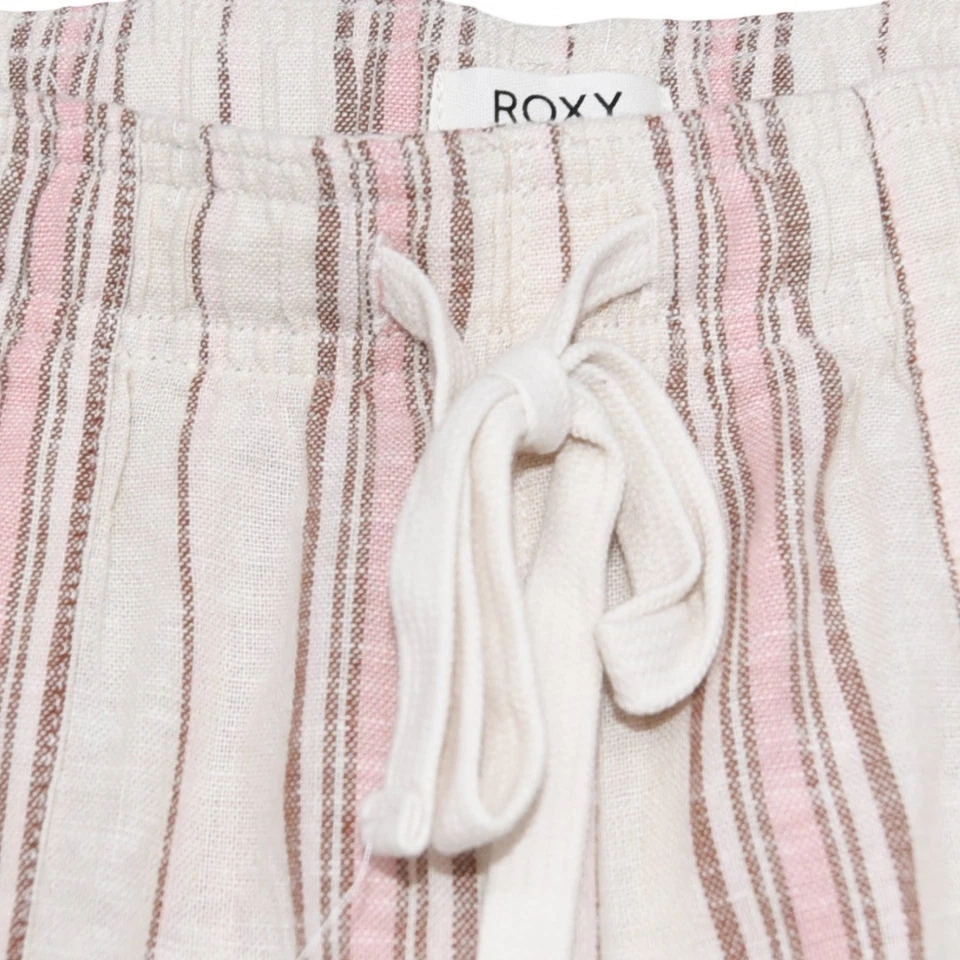 NWT Roxy Stripe Linen Blend Cargo Pocket Pants, Cream and Pink  M Beachy - Image 4 of 4