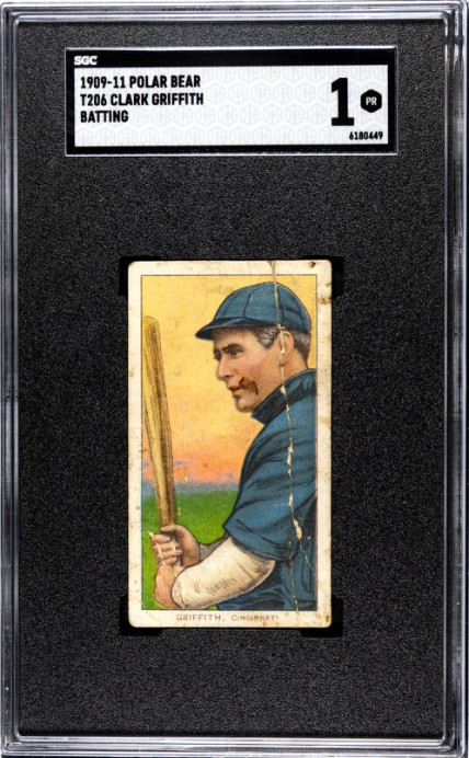 1909 T206 CLARK GRIFFITH NNo POOR SGC 1 BASEBALL CINCINNATI REDS