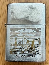 VINTAGE ZIPPO OIL COUNTRY OIL RIG LIGHTER USED  N8