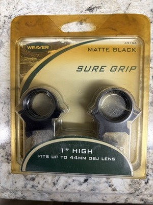 WEAVER SURE GRIP RINGS 1'' HIGH FITS UP TO 44MM OBJ LENS 49164 76683491640